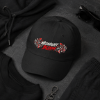Midnight Bloom embroidered dad cap with floral script front design