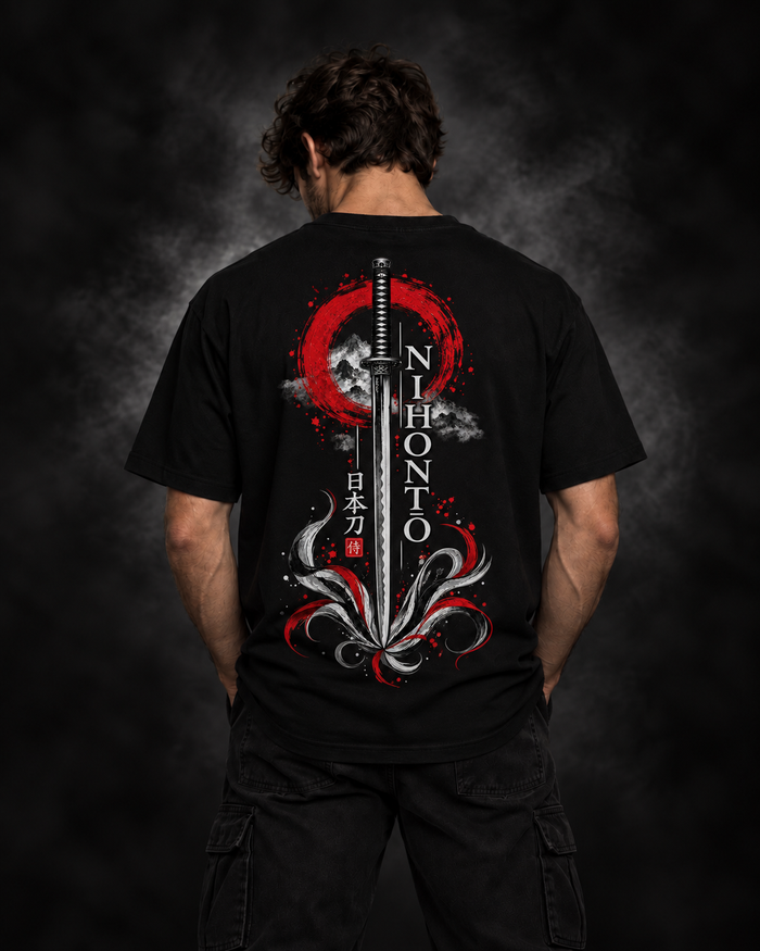 Black Yonakasaku Katana Sword T-Shirt product view 1