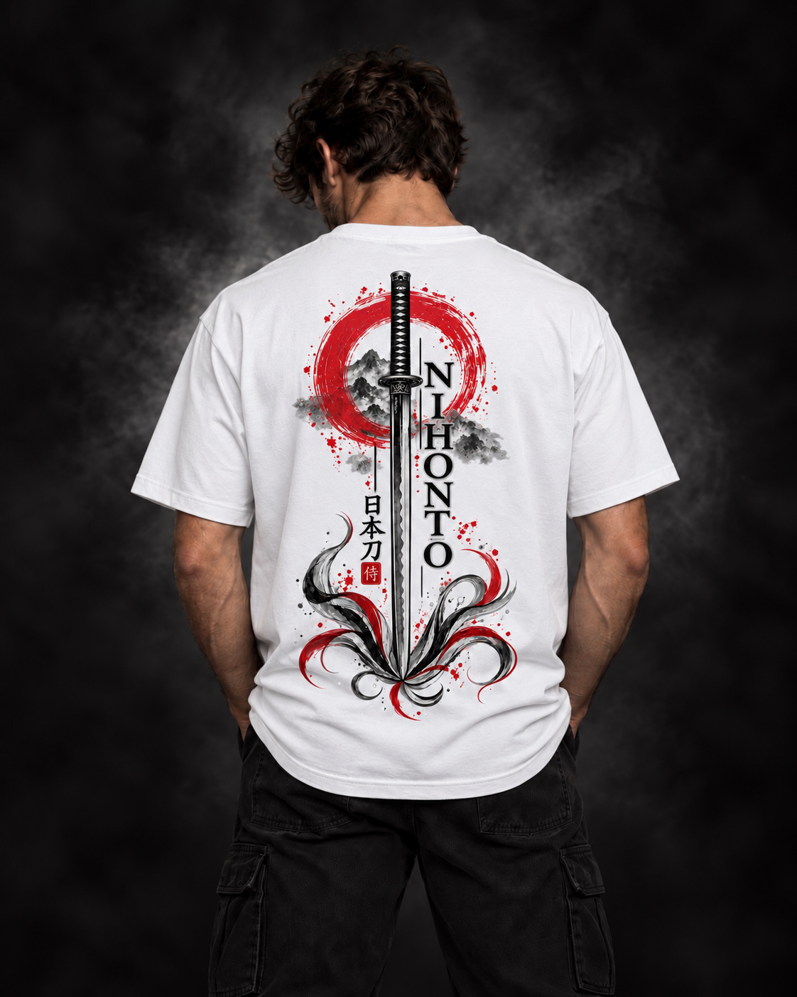 White Yonakasaku Katana Sword T-Shirt product view 9
