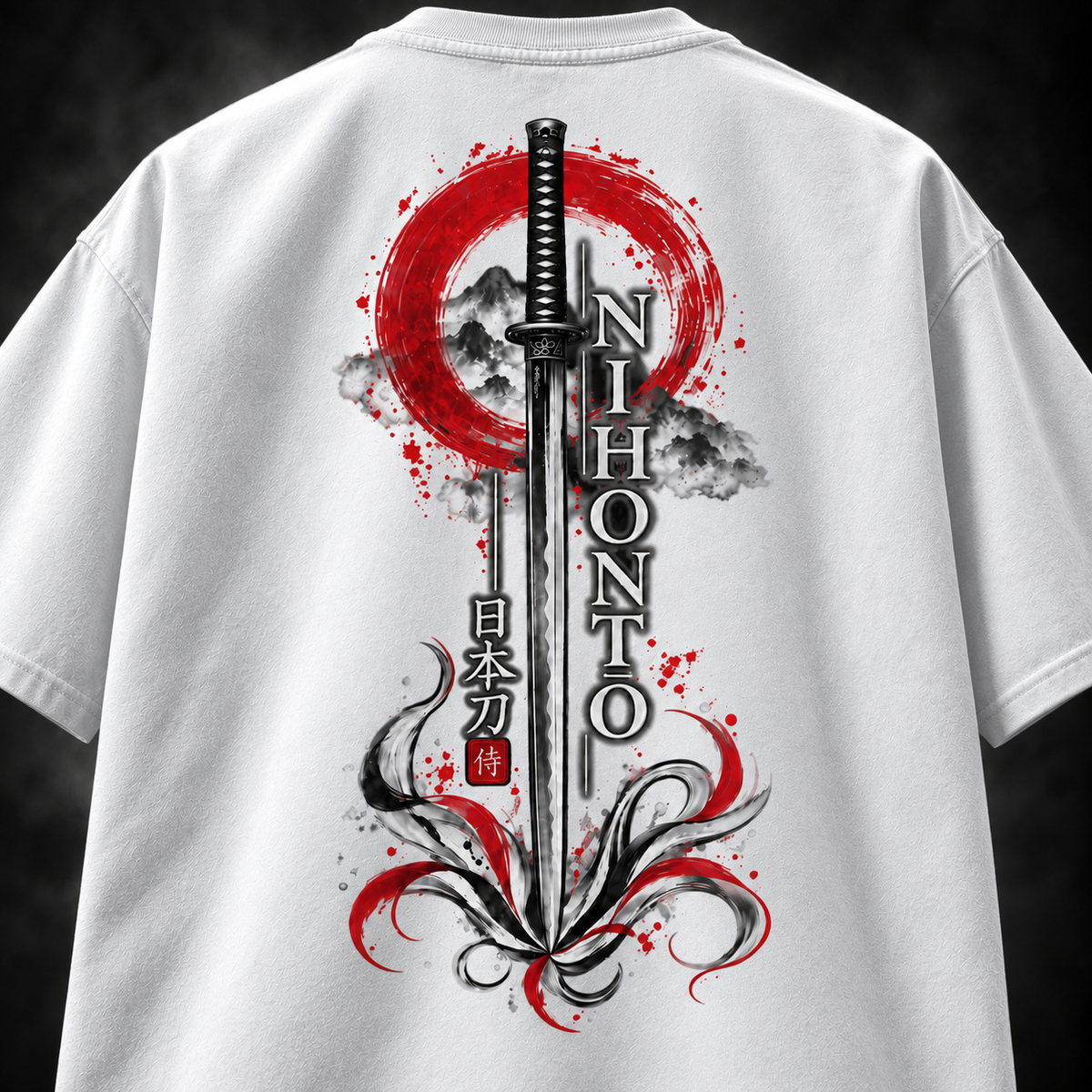 White Yonakasaku Katana Sword T-Shirt product view 4