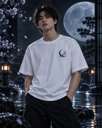 Blue Floral Moon & Serpent T-Shirt