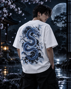 Blue Floral Moon & Serpent T-Shirt