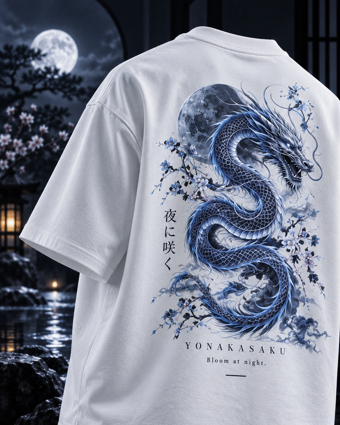 Blue Floral Moon & Serpent T-Shirt