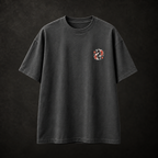 Manai Falls Japanese travel tee charcoal front with koi chest emblem