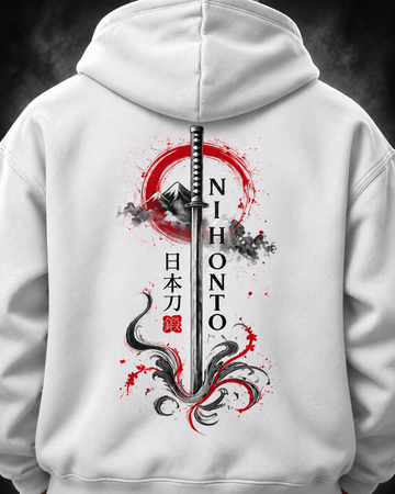 Yonakasaku Katana Sword Hoodie - white back print detail